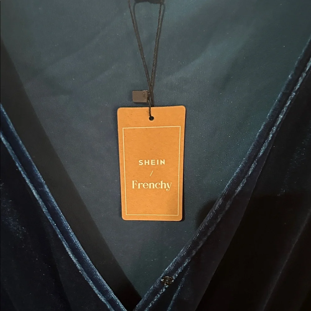 SHEIN Deep Blue Velvet Jumpsuit - Picture 4 of 8